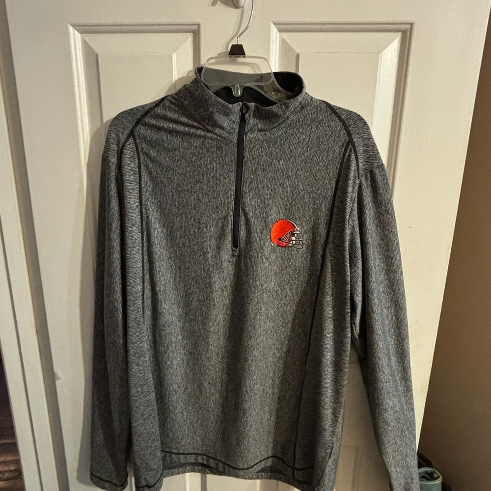 Cleveland Browns Antigua Gray Quarter-Zip Women's Top-great deal!
